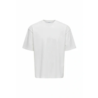 Abbildung von ONLY &amp; SONS Herren T Shirt Rundhals Oversize Fit Jersey Dropped Shoulder Design Top, Farben:Weiß 3, Größe:L