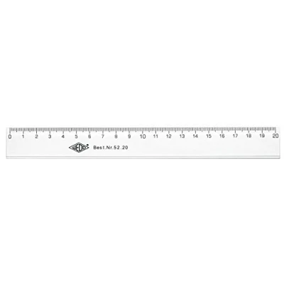 Abbildung von Wedo 5220 Lineal 20 cm, Tuschkante, geprägte Zentimeter Einteilung, Kunststoff, transparent