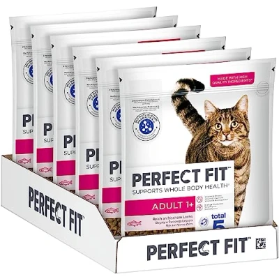 Abbildung von PERFECT FIT Adult Trockenfutter für erwachsene Katzen ab 1 Jahr Lachs, 750g (6 Beutel)