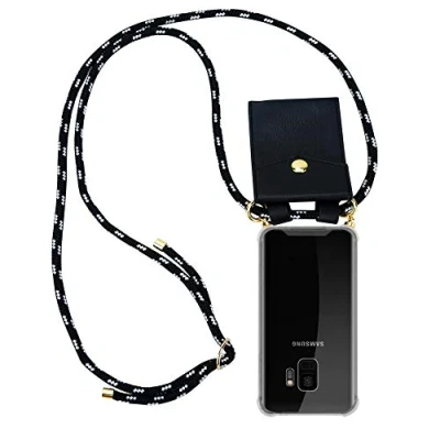 Abbildung von Cadorabo Handykette kompatibel mit Samsung Galaxy S9 Schutzhülle TPU Silikon Case Necklace Design Slim Kratzfest Kordel Band Etui Rundumschutz Hülle für in Schwarz