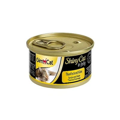 Abbildung von GimCat ShinyCat in Jelly Thunfisch mit Käse Nassfutter Fisch und Taurin für Katzen 24 Dosen (24 x 70 g)