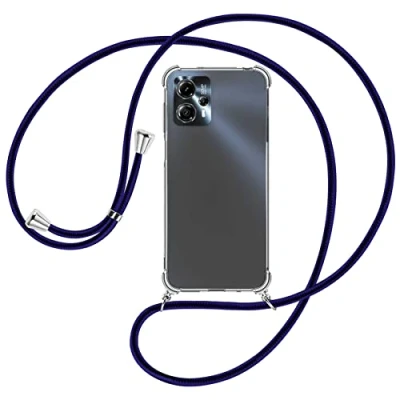 Abbildung von mtb more energy® Handykette kompatibel mit Motorola Moto G13, G23 Blue Line Smartphone Hülle zum Umhängen Anti Shock Full TPU Case