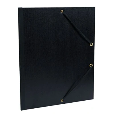 Abbildung von Clairefontaine 47115C Zeichenmappe Kraft Verge mit Gummizug und innenklappen rücken 30 mm, Din A4, innen: 24 x 32 cm, außen: 26 33 schwarz