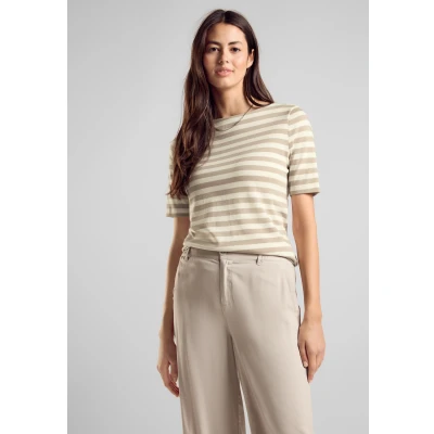 Abbildung von Street One Gestreiftes Tshirt print, Damen, Größe: 34, Beige