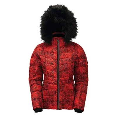 Abbildung von Dare 2b Damen Glamorize II Veste de ski isolante, imperméable respirante Avec Capuche détachable et Jupe par Neige wasserdichte isolierte Jacken, Seville Red, FR : XS (Taille Fabricant 8)