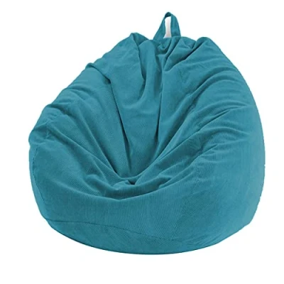 Abbildung von Chickwing Bezug für Sitzsack, Birne, Samt, gerippt, Birnensessel, ohne Füllung, drinnen und draußen, Entspannung, Liegestuhl, Wohnzimmer, Schlafzimmer, Kissen (Stahlblau, 70 x 80 cm)