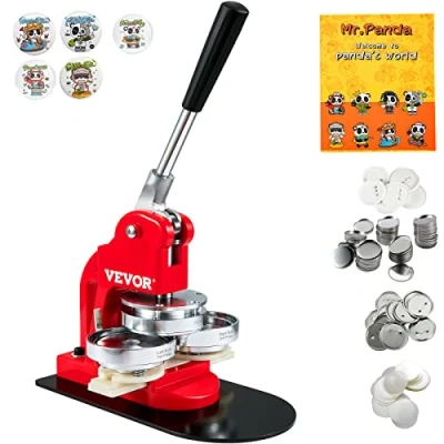 Abbildung von VEVOR Buttonmaschine Knopfmachermaschine, 75 mm (3 Zoll) Badge Punch Press Set, Kinder DIY Geschenke Pin Maker, Button Herstellung Zubehör mit 500 Stk. Ersatzteile &amp; Kreisschneider Zauberbuch
