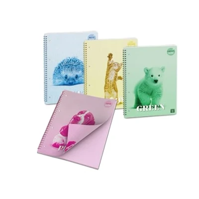 Abbildung von Pigna, Spiralblock mit farbigen Blättern Farbe Inside, f.to 21 x 29,7 cm, 50 Blatt, 80 g/m², liniert, 4 Stück (4 Motive im Pack)