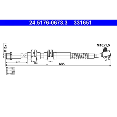 Abbildung von ATE 24.5176 0673.3 Bremsschläuche 685 M10x1 OPEL: Astra J Schrägheck