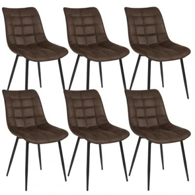Abbildung von WOLTU 6 x Esszimmerstühle 6er Set Esszimmerstuhl Küchenstuhl Polsterstuhl Design Stuhl mit Rückenlehne, Sitzfläche aus Stoffbezug, Gestell Metall, Dunkelbraun, BH247dbr