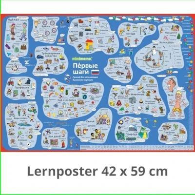 Abbildung von mindmemo Lernposter Russisch für Einsteiger Vokabeln lernen mit Bildern geniale Lernhilfe DinA2 PremiumEdition: Первые шаги ... A2 42x59 cm PremiumEdition in Transportrolle