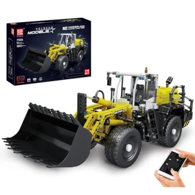 Abbildung von Mould King 17026 Technik Bulldozer L550 Modell, 1803 Teile Technologie Ferngesteuert Motorisierte Hydrostatischer Lader Pneumatischer Klemmbausteine Bausatz