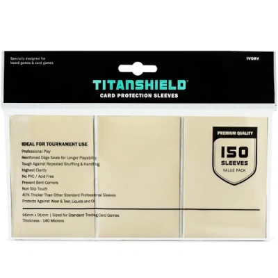 Abbildung von TitanShield Premium Ivory 150 Sleeves Standard Size Board Game Trading Card Deck Protector for Magic The Gathering MTG, Baseball Collection, Dropmix