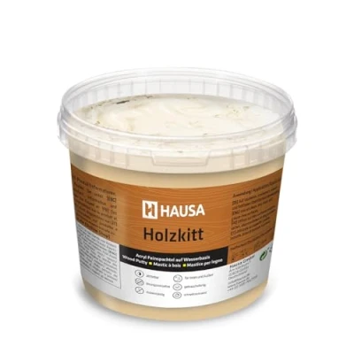 Abbildung von HAUSA Holzkitt 1 kg Birke Holzspachtelmasse, Kitt für Holz, Holzspachtel/Füllmasse zum Reparieren von Holzschäden gebrauchsfertig ausgezeichnete Füllkraft schnelltrocknend rissbeständig