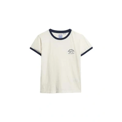 Abbildung von Superdry Beach Graphic Ringer Tshirt print, Damen, Größe: 36, Off white