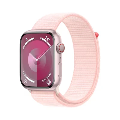 Abbildung von Apple Watch Series 9 4G 45mm Rosa (Rosa Nylon Armband)