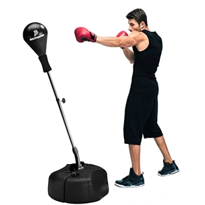 Abbildung von Boxsack mit Ständer, für Erwachsene und Jugendliche höhenverstellbar Speed Bag ideal MMA Training, Boxen Ausrüstung, Workout Stressabbau &amp; Fitness