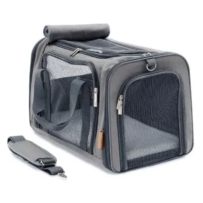 Abbildung von PiuPet® Katzentransportbox I Ideal für Katzen Stabile Transporttasche mit großem Blickfeld Transportbox Katze Groß Stilvolle Katzenbox herausnehmbarer Fleecematte