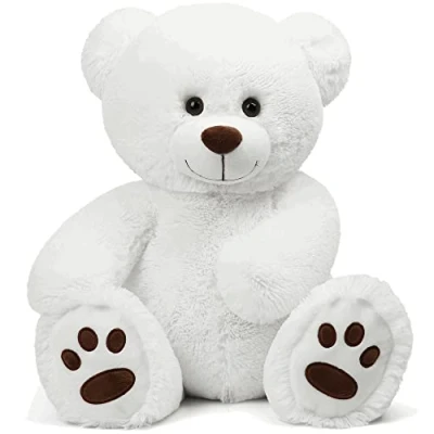 Abbildung von LotFancy Teddybär Kuscheltier 50cm, Plüschtier Stofftier Teddy, Süßes Geschenk für Kinder Mädchen Freundin, Geburtstag, Valentinstag, Schwarz, Weiß