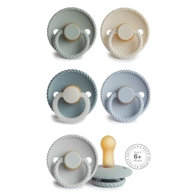 Abbildung von FRIGG Multipack Latex Schnuller 6&#039;er Packung Naturgummi/Naturkautschuk Hergestellt in Dänemark Symmetrischer Sauger Kirschform (Ocean Dream, Größe 2 (6 18 Monate))