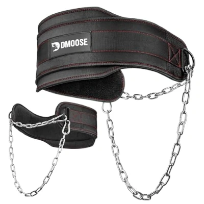 Abbildung von DMoose Dip Gürtel für Gewichtheben, Gewicht mit Kette Pullup, Gym Lifting Belt Powerlifting, Squat, Bodybuilding, Heavy Duty Stahl, Workout komfortablen