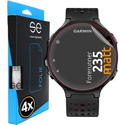 Abbildung von 4x se® 3D SCHUTZFOLIE Entspiegelt für Garmin Forerunner 235 ,Anti Staub, 100% Fingerabdruck &amp; FaceID kompatibel, einfache blasenfreie Installation, Ultra Klar, Stoß Kratzfest, aus Deutschland