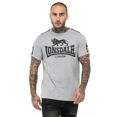 Abbildung von Lonsdale Normale Passform Stour Tshirt print, Herren, Größe: 3XL, Marl grey black white