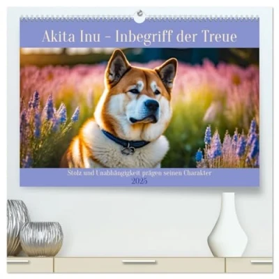 Abbildung von Akita Inu Inbegriff der Treue (hochwertiger Premium Wandkalender 2025 DIN A2 quer), Kunstdruck in Hochglanz
