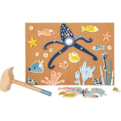 Abbildung von small foot Hämmerchenspiel Sealife aus Holz, mit großer Auswahl an Motiv Elementen, inkl. Korkplatte, ab 3 Jahren, 12263