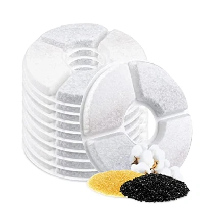 Abbildung von Fousenuk 10 Stück Katzenbrunnen Filter, Trinkbrunnen Filter mit Ion Enaustausch Harz und Aktivkohle, Dreifach Filterung, Haustier Wasserbrunnen Ersatzfilter für Katzen Hunde 2.0 2.5L Wasserspender