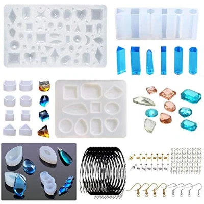 Abbildung von Woohome 42 Stück Silikonform Gießform Resin Form Schmuck Werkzeug, Ohrstecker Silikon Schmucksache Herstellungs Werkzeug Kompatibel mit Form, Schmucksachen DIY