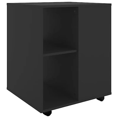 Abbildung von vidaXL Rollschrank mit Fächern Rollcontainer Büroschrank Aktenschrank Bürocontainer Schrank Büro Druckerschrank Schwarz 60x53x72cm Holzwerkstoff