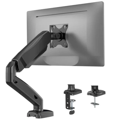 Abbildung von WALI Monitor Halterung für 17 bis 32 Zoll Bildschirme Gasfederarmständer Schreibtischklemme Bildschirmhalterung Höhenverstellbare mit Neigungen, Schwenken, Dreht, VESA 75 &amp; 100 mm(GSMP001)
