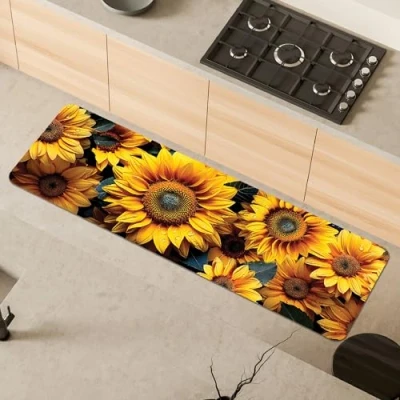 Abbildung von Comart, Austin Küchenteppich, aus Polyester, Bedruckt, rutschfest, Sonnenblumen, 50 x 170 cm