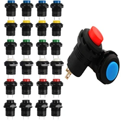 Abbildung von RUNCCI YUN 24 Stk. Ein/Aus Taster Rund Drucktaster 12mm DS 425A ON/OFF selbst Latching Push Button Switch 6 Farbe
