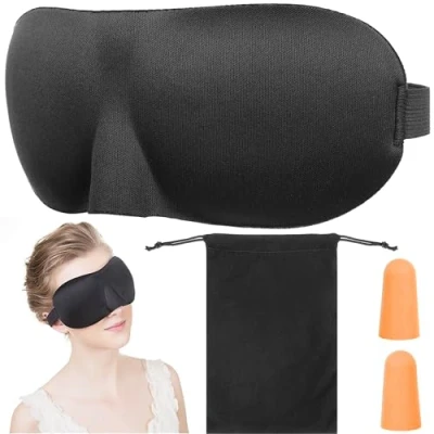 Abbildung von 3D Augenmaske &amp; Ohrstöpsel Inkl. Etui Vertiefte Augenhöhlen Erhöhte Nasenteil Schlafmaske Schlafbrille Augenbinde 11848