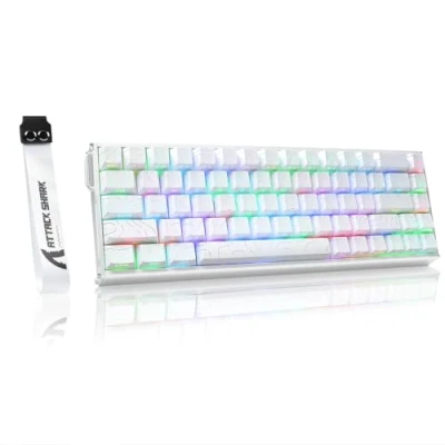 Abbildung von ATTACK SHARK X68 MAX HE Rapid Trigger Kabelgebundene Gaming Tastatur aus Aluminium,0.005mm RT Genauigkeit,Hall Effekt Magnetschalter,Einstellbare Betätigung,8000Hz,0,08ms Latenz,RGB (Weiße Konturen)