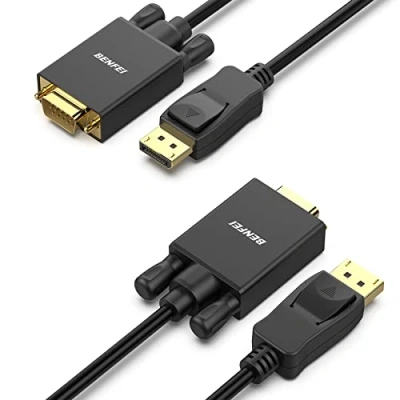 Abbildung von BENFEI DisplayPort auf VGA Kabel 1,8M 2 Stück, Unidirektional DP Computer to Monitor 1080P Stecker zu Vergoldetes Kabel, kompatibel mit Lenovo Dell HP ASUS und anderen Marken