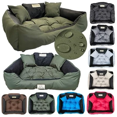 Abbildung von KING DOG Hundebett Kleine Hunde Waschbar Orthopädisches S 55 x 45 cm Hundekissen Haustierbett Hundekorb Hundecouch mit Hohem Rand Wasserdicht Material Silikon Füllung Grün