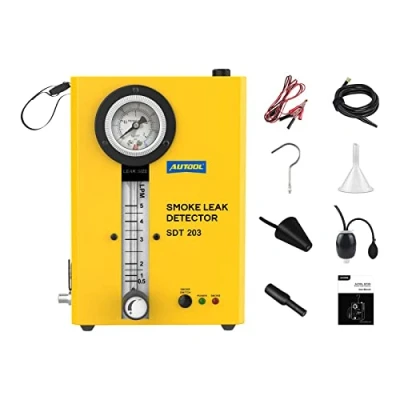 Abbildung von AUTOOL SDT203 Kfz Rauchleckmelder, EVAP System Rauchleckmaschine mit Durchflussanzeige/Manometer für alle DC12V Fahrzeuge