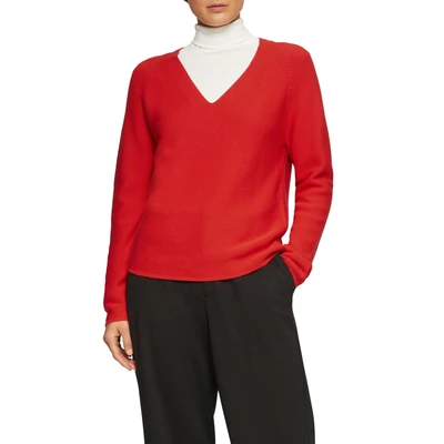 Abbildung von s.Oliver Pflegeleichter AUS MIT Vausschnitt Strickpullover, Damen, Größe: 34, Rot