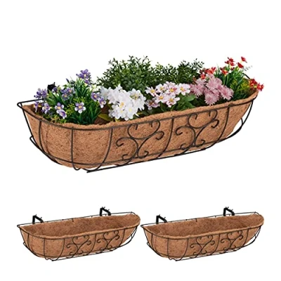 Abbildung von relaxdays Pflanzkübel Blumenkasten Balkon 3er Set