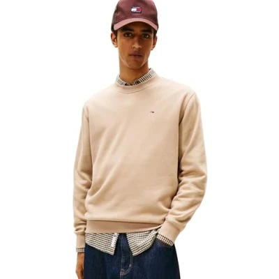Abbildung von Tommy Jeans Herren Sweatshirt Regular Fit Flag Fleece Rundhalsausschnitt, Beige (Coastal Taupe), 4XL