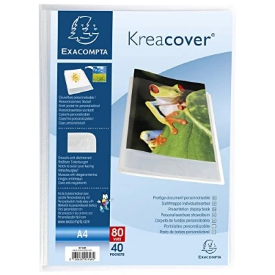 Abbildung von Exacompta 5748E Kreacover Sichtmappe (aus PP, DIN A4, 21 x 29,7 cm, mit 40 Hüllen) 1 Stück kristall