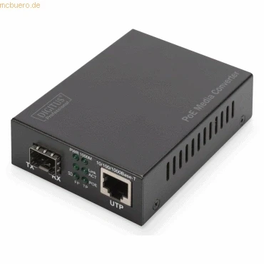 Abbildung von DIGITUS Medienkonverter SFP Port Gbit Ethernet RJ45 / 1000Base LX Mit PoE Injektor Schwarz
