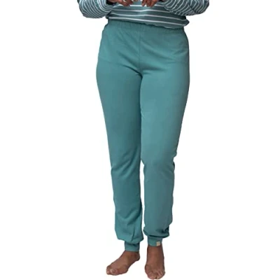 Abbildung von greenjama Damen Jersey Hose, GOTS Zertifiziert Pyjamaunterteil, Topaz, 38