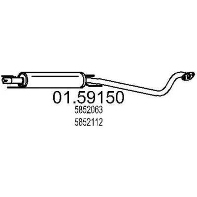 Abbildung von MTS 01.59150 Mittelschalldämpfer 1720 OPEL: Astra G Caravan, Limousine, CC kfzteile, kfzteile24, bandel online, bandel, atp autoteile,