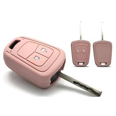 Abbildung von Nordecco Silikon Schutzhülle Schlüsselhülle Kompatibel mit Opel Corsa E Astra J Insignia Adam Meriva Zafira 2 oder 3 Tasten (Roségold)