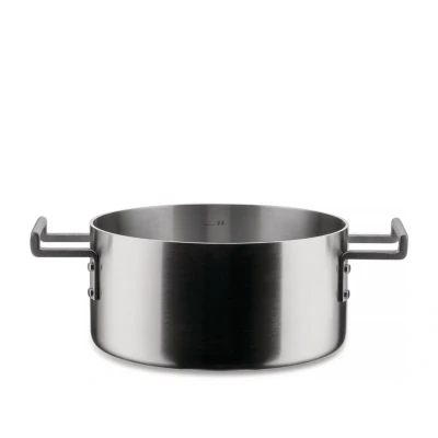 Abbildung von Alessi Convivio DC102/24 Niedrige Trilamin Design Kasserolle mit Zwei Griffen, Geeignet für Induktion, Edelstahl und PVD Magnetischem Stahlboden, 24 cm, Satiniert