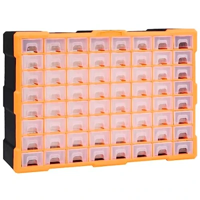 Abbildung von vidaXL Multi Schubladen Organizer mit 64 Sortierkasten Sortimentskasten Sortimentskoffer Sortimentsbox Kleinteilemagazin 52x16x37,5cm